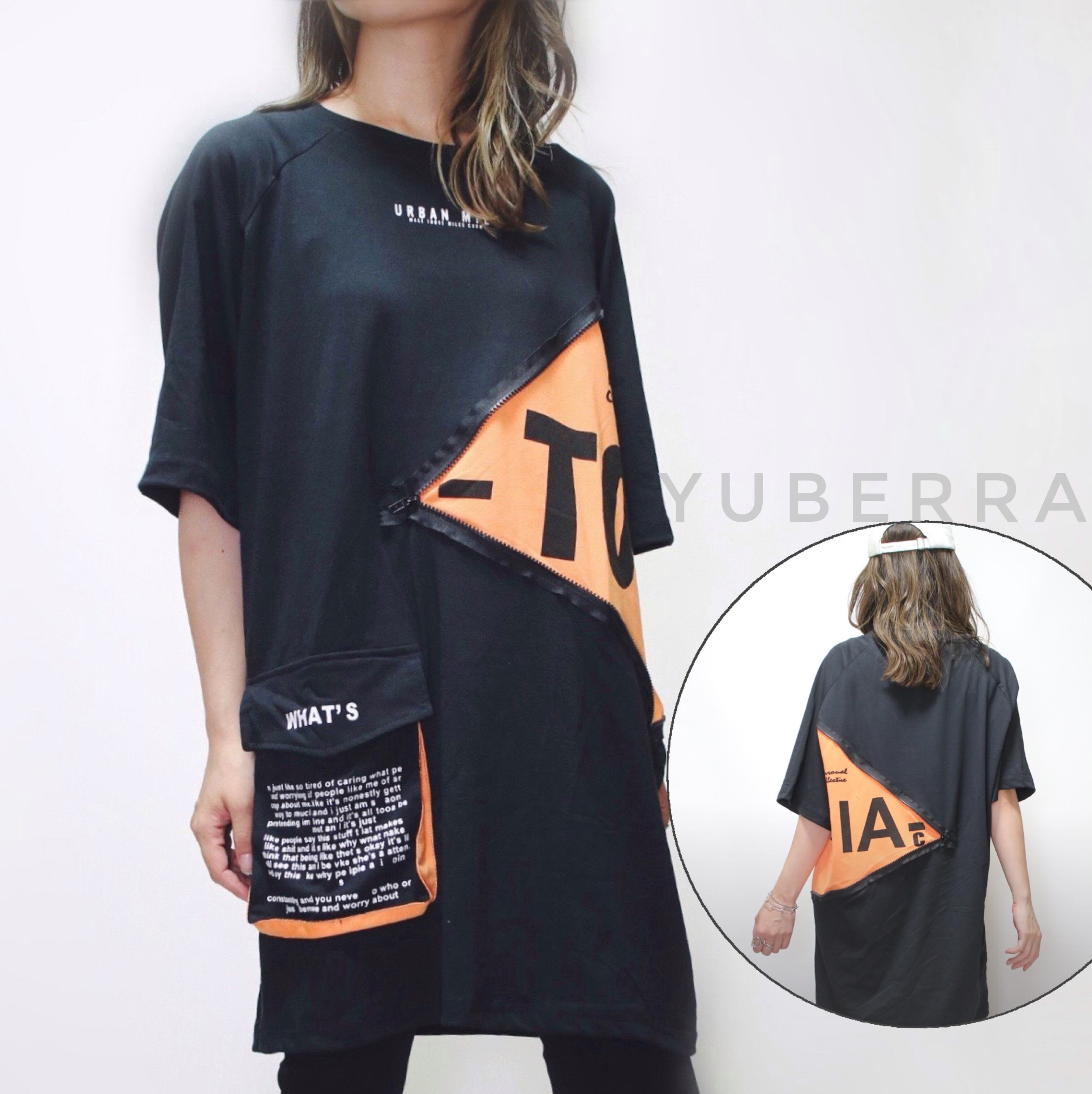 ジップデザインチュニックTシャツ