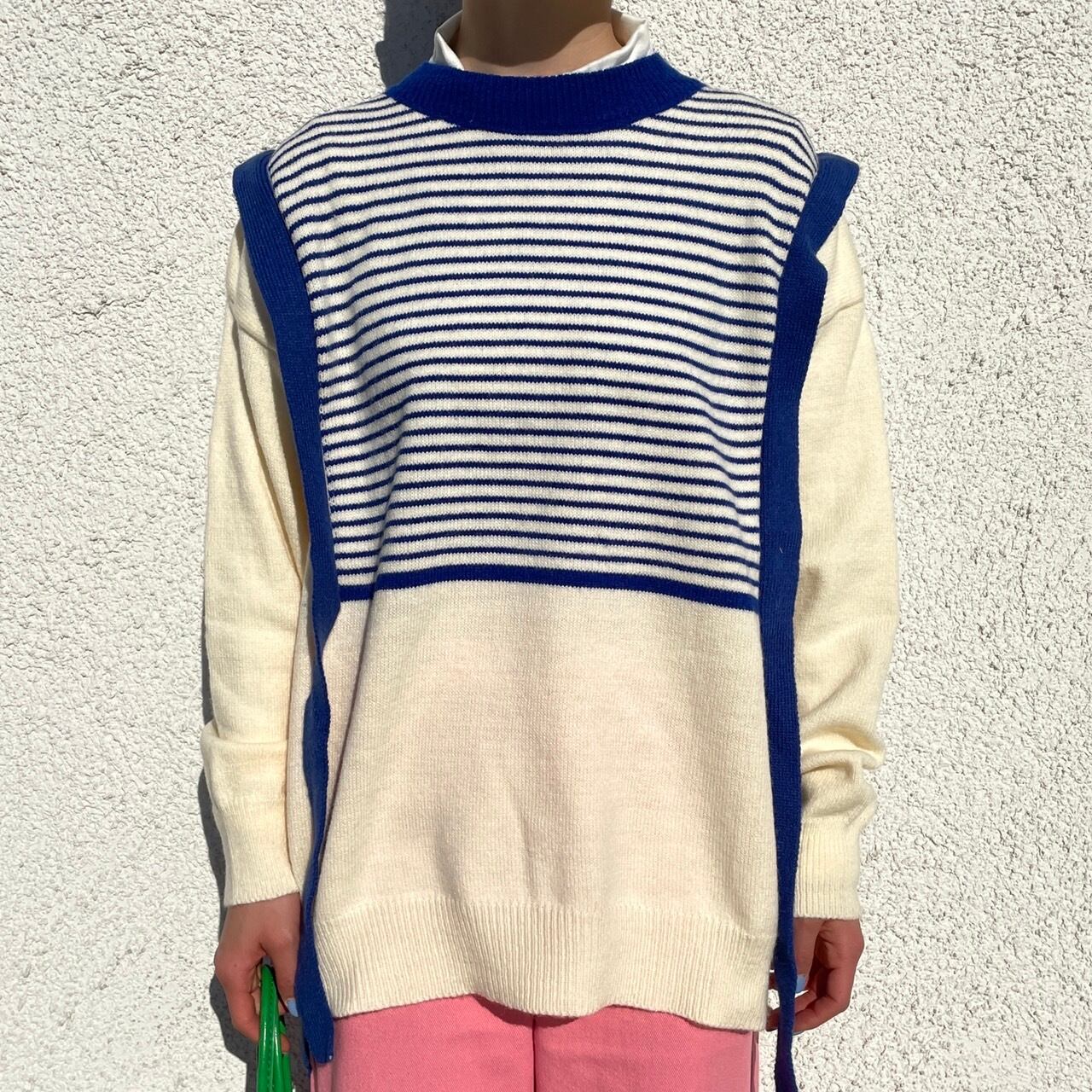 border design knit sweater_LN0879