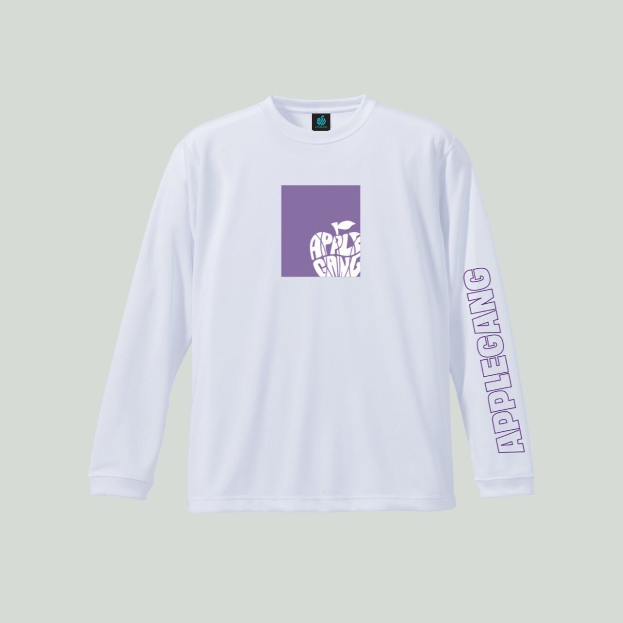 アームデザイン2 ロングTシャツ ホワイト×パステルパープル | APPLEGANG