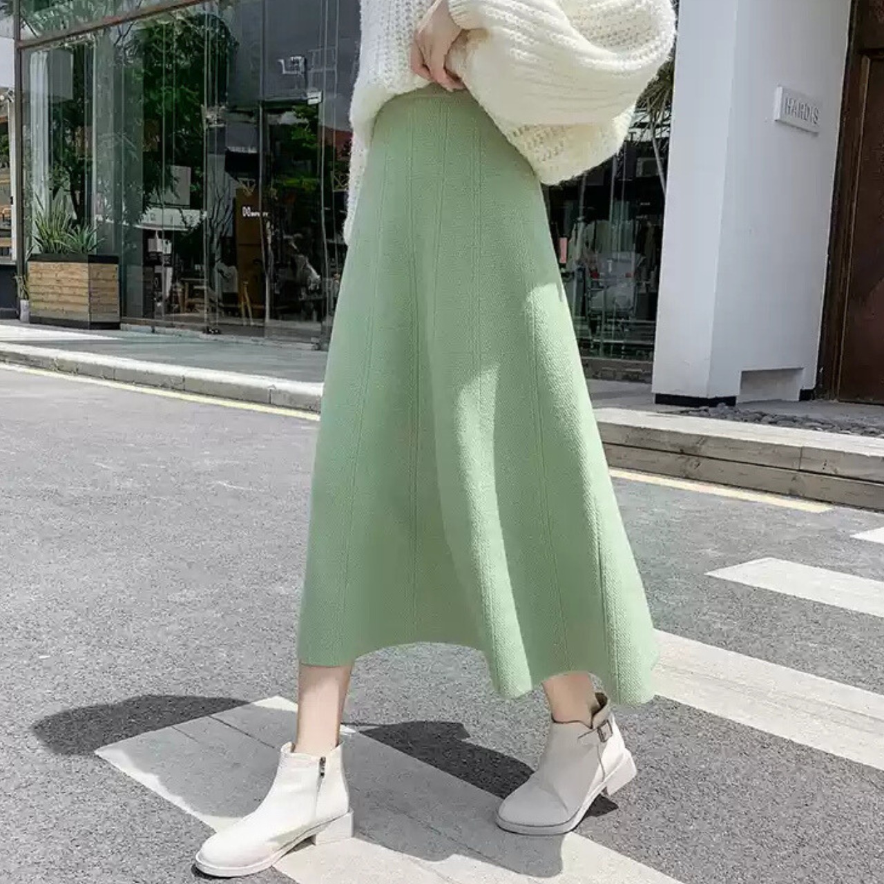 ニット ハイウエスト Aライン スカート 10302