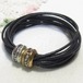 合皮の黒ひもの１０連ブレスレット　ヴィンテージブレスレットのセール通販 11931BR
