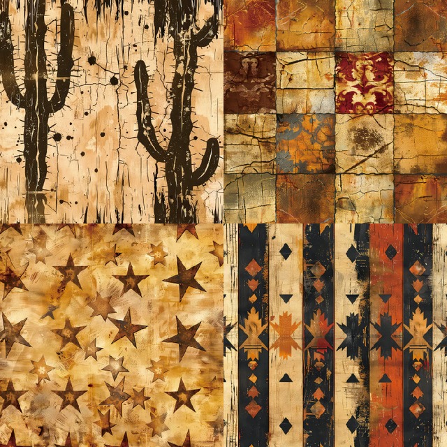 ウェスタンなデザインペーパー　12種24枚入り　Western　R2505[PC-41p]