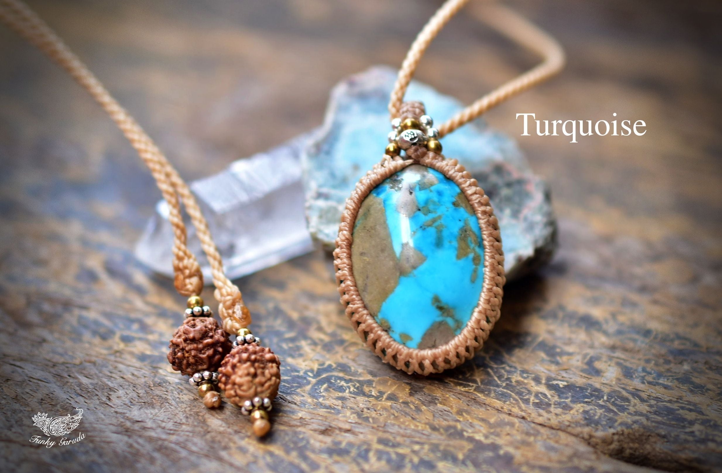 海と大陸★ターコイズ マクラメペンダント tury009