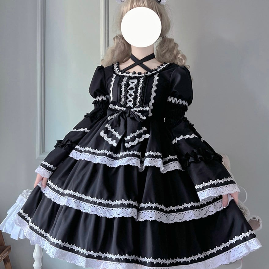 ゴスロリ通販 With U ワンピース 付け袖 フリル レース ゴスロリ 姫袖