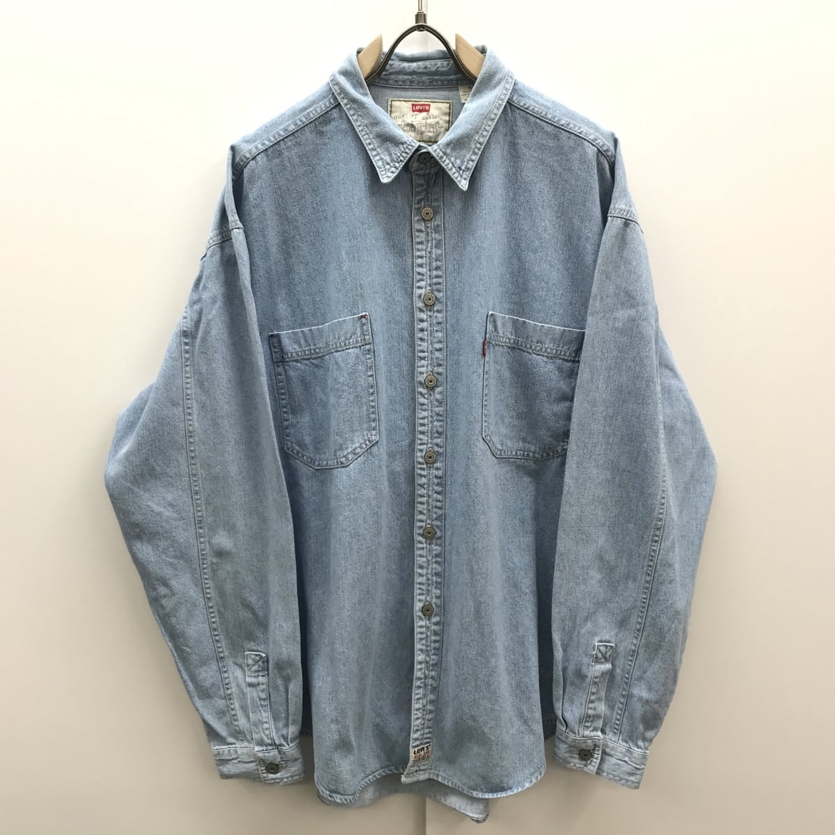 [SALE]11/25迄　期間限定価格　LEVI'S リーバイス 90年代 長袖 デニムワークシャツ 無地 メンズXXL ヴィンテージ アイスブルー