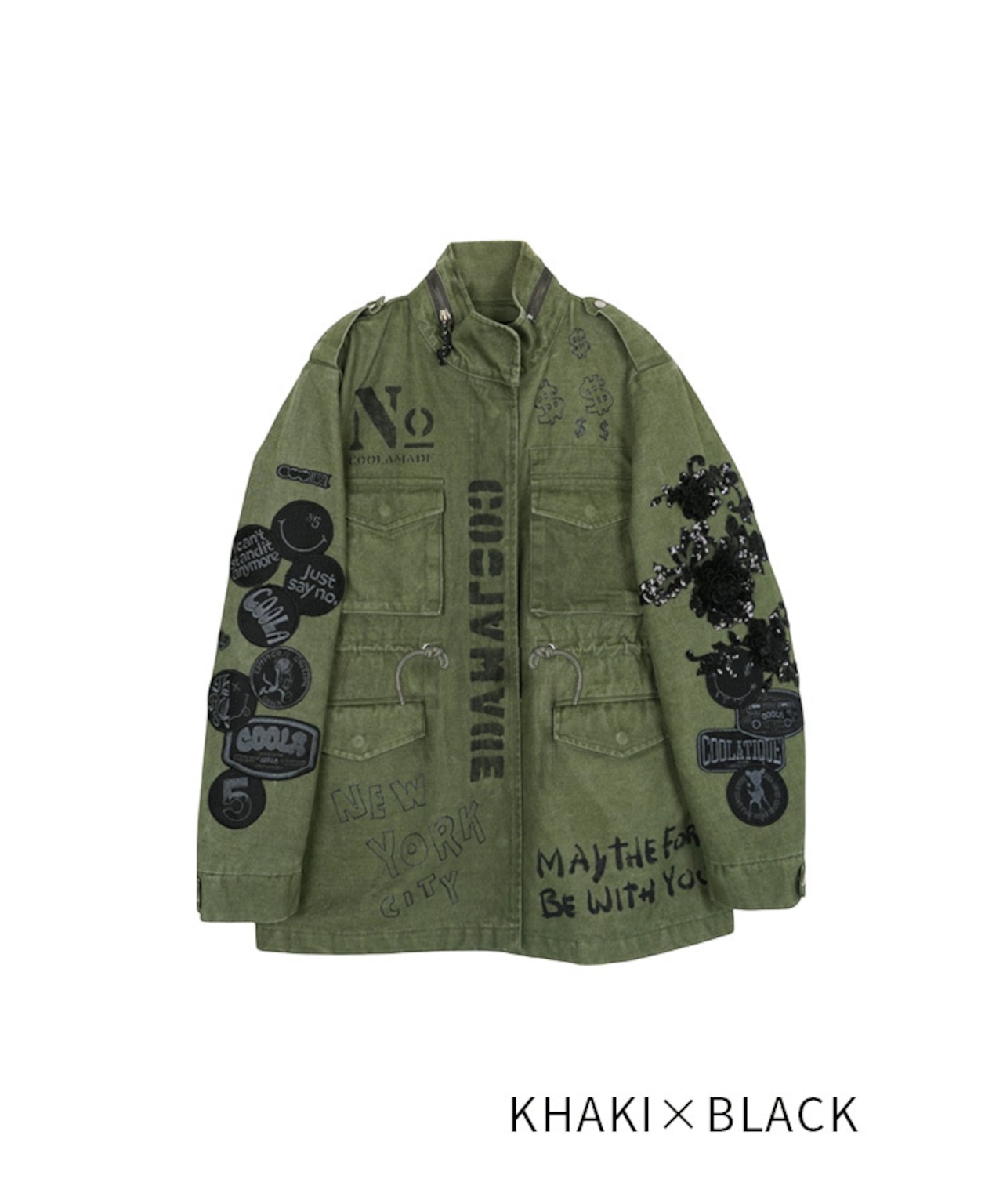 COOLA MADE パッチ&ペイントミリタリージャケット (KHAKI×BLACK) CQ-47052