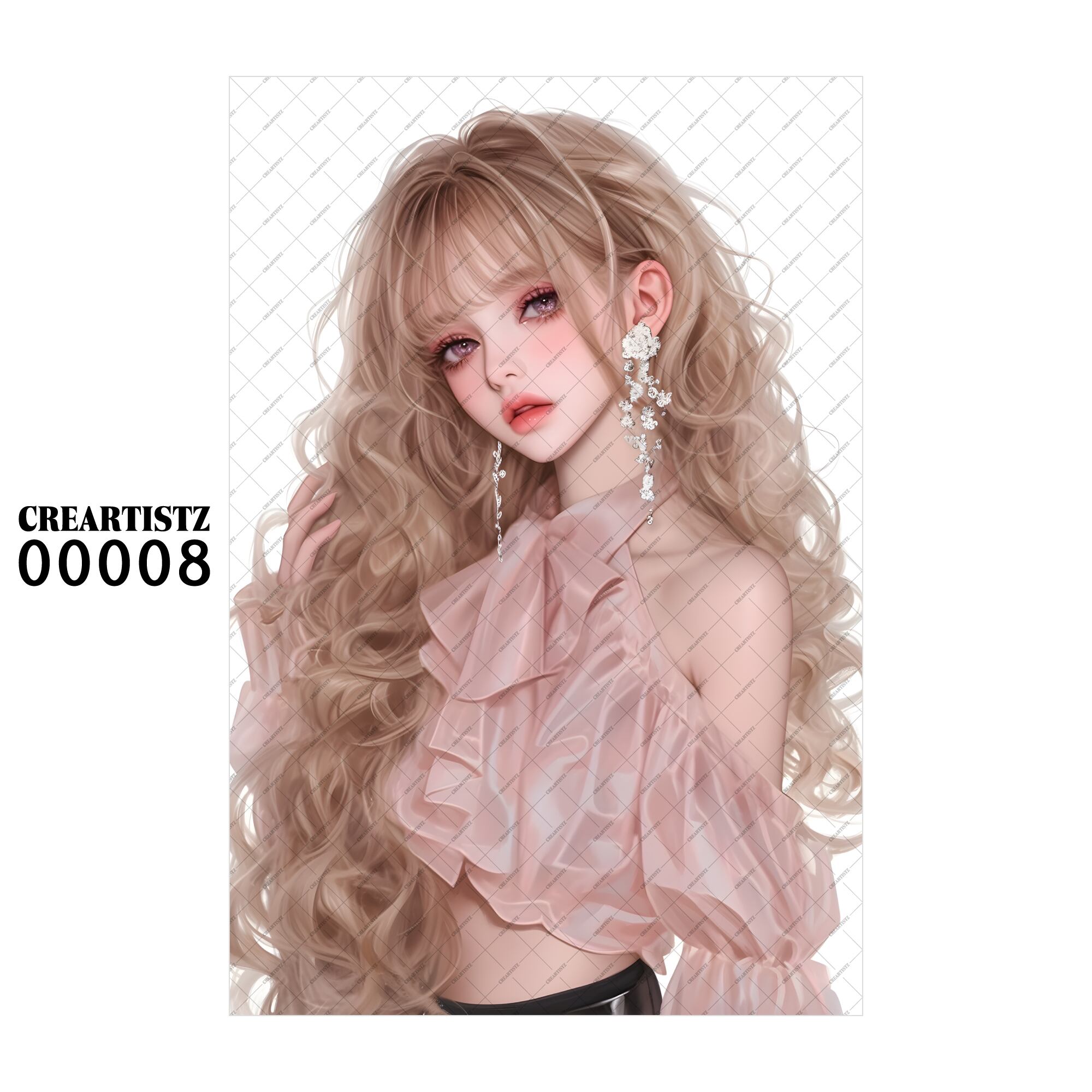 00008 ガール キュート オリジナル ペーパー/ステッカー 4枚セット CREARTISTZ