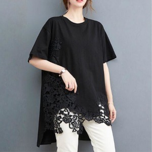 裾レースルーズ Tシャツ 2col Y TS010