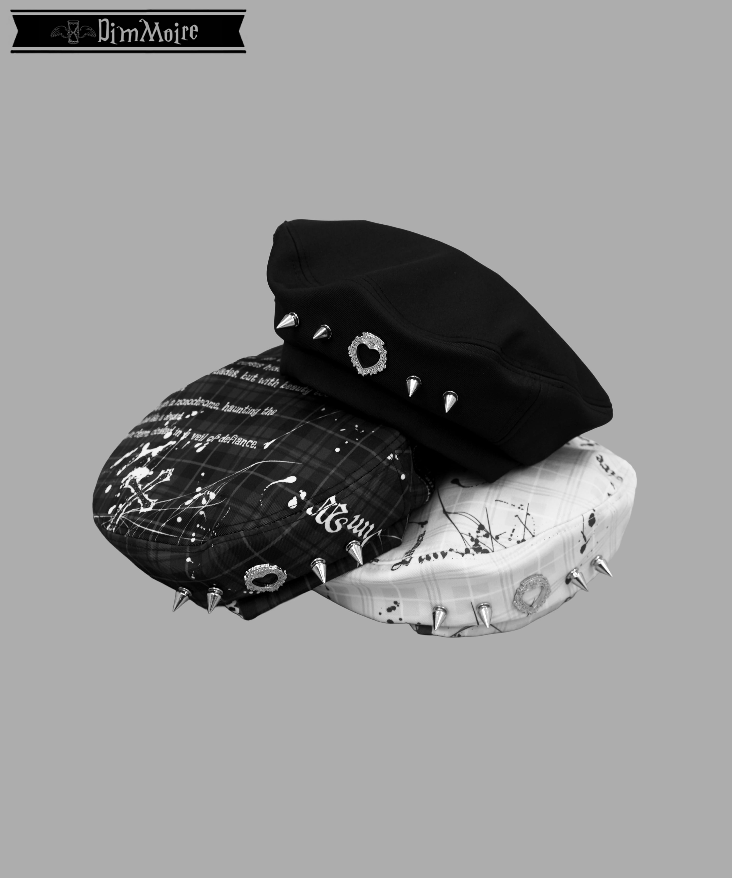 dimmoire ベレー帽 魅了のロゴリベットベレー帽 【Whiteチェック】 | DimMoire