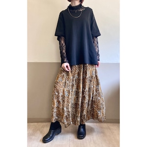 Leopard Rayon Long Skirt