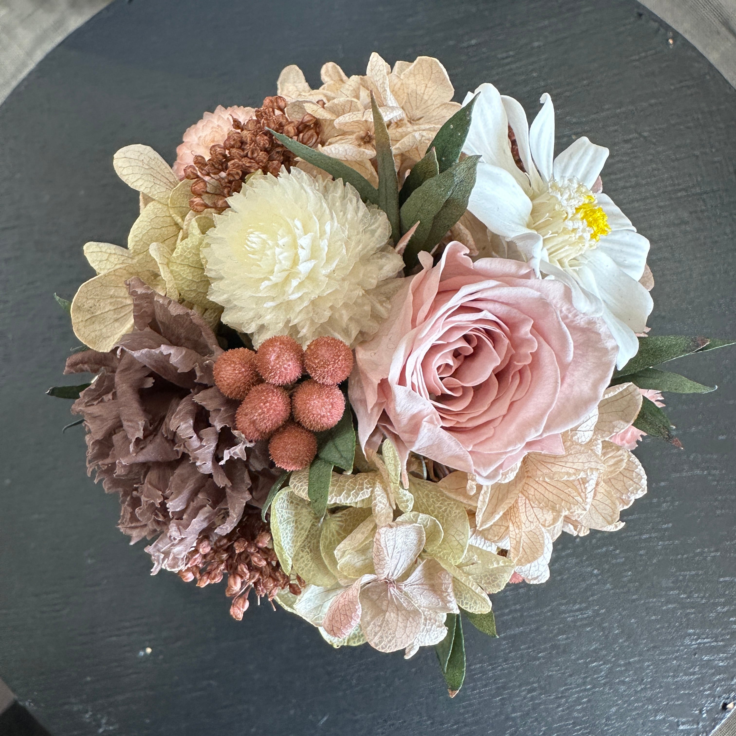 ラウンドアレンジメントSsize プリザーブドフラワー グレイッシュ