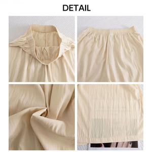 ジレ ショートパンツ セットアップ レディース 夏 Vネック ベスト ノーカラー リネンライク シングルボタン ワイド パンツ ウエストゴム 韓国風 きれいめ 大人 カジュアル 通勤 体型カバー 着回し [LS-CGX011]