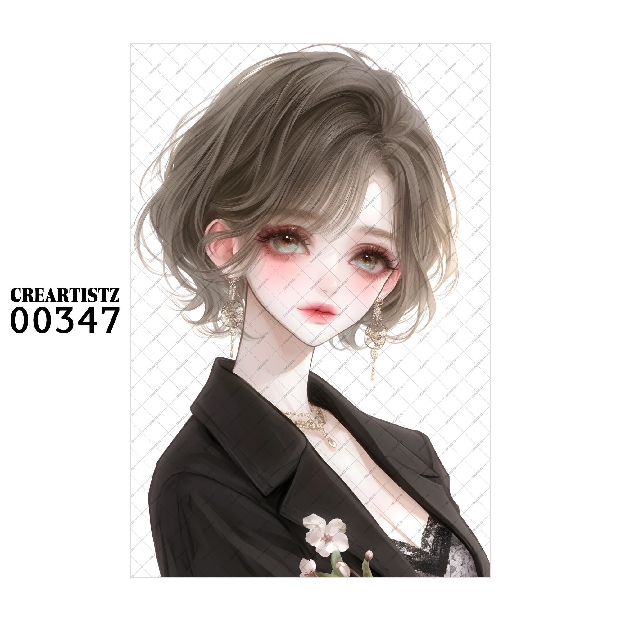 00347 ガール キュート オリジナル ペーパー/ステッカー 4枚セット CREARTISTZ