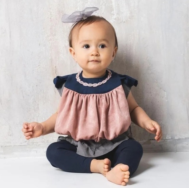 niva ネックレス付き おめかしスタイ Bib with necklace ネイビー×ブラウン 日本製 295NXB ニヴァ