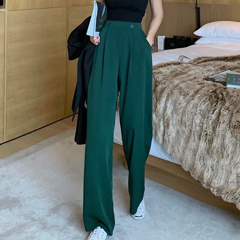ファッションのバージョン新しいワイルドシックハイウエストドレープファッションカジュアルルーズルーズシンワイドレッグロングモップパンツトレンド YY-ファッション55188500232