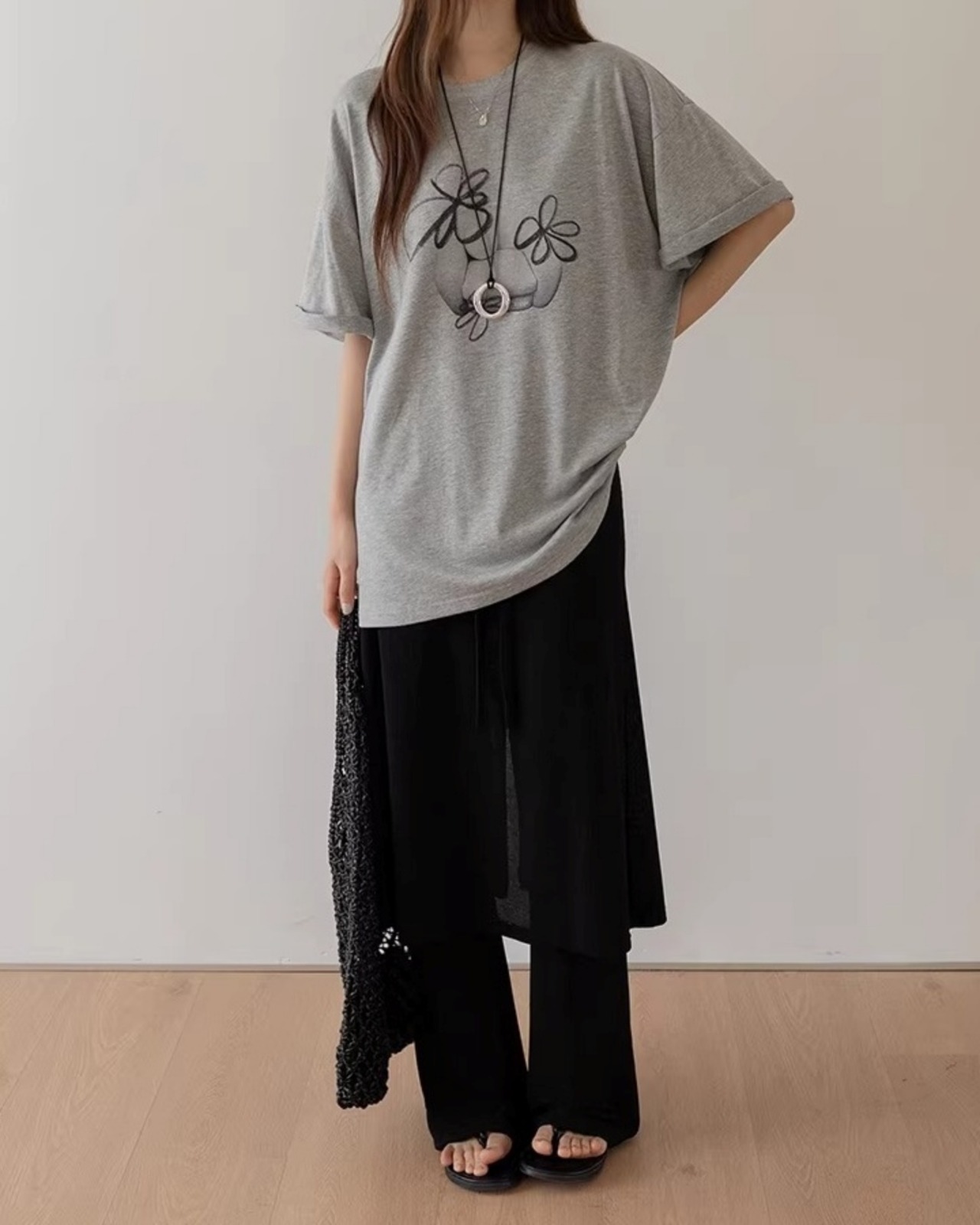 Drawstring layered design skirt Pants L0167