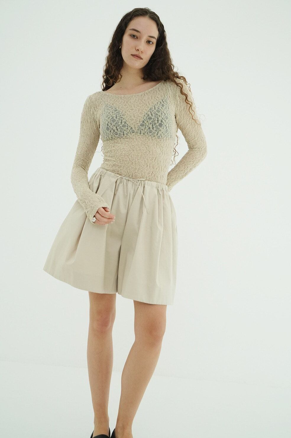CLANE LOW WAIST DRAWSTRING HALF PANTS 3色展開 | FLICKA ASHIYA