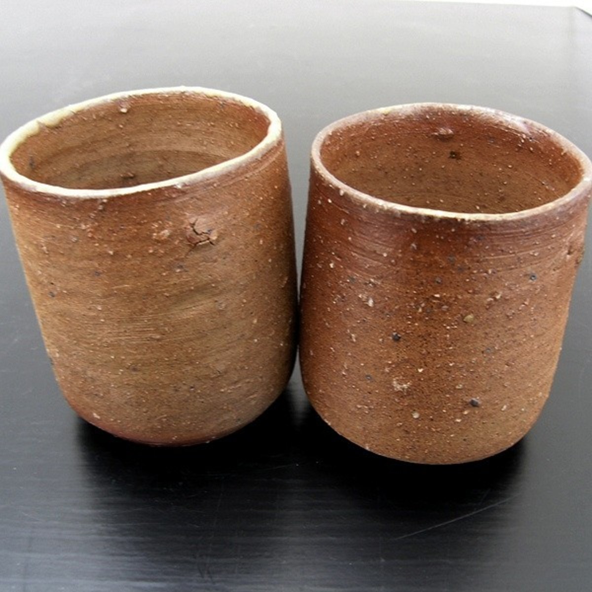 備前焼・竹子窯・西川政彦作・湯呑・二客揃・No.150306-14・梱包サイズ 