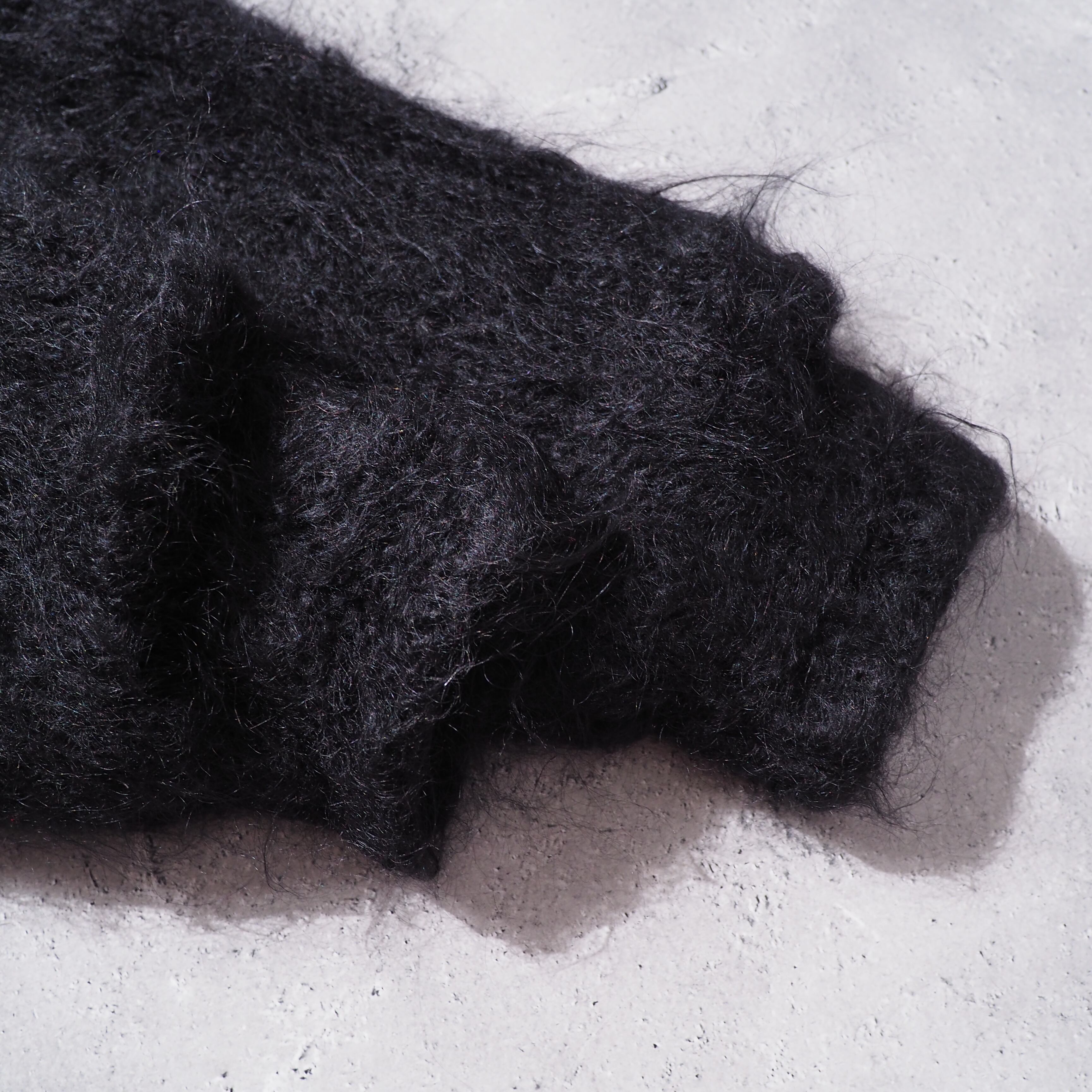 Black bewitching flower embroidery vintage mohair wool cardigan