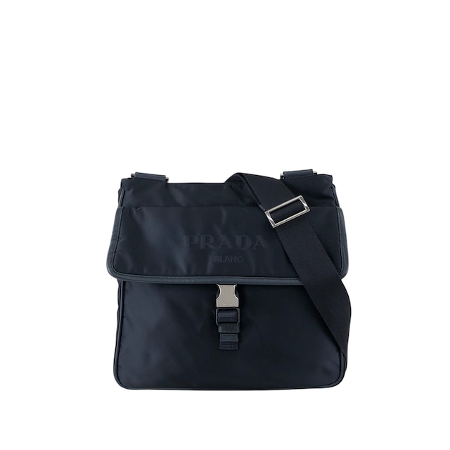 PRADA プラダ ショルダーバッグ ネイビー ロゴ フロントバックル ナイロン vintage ヴィンテージ オールド eiigp4