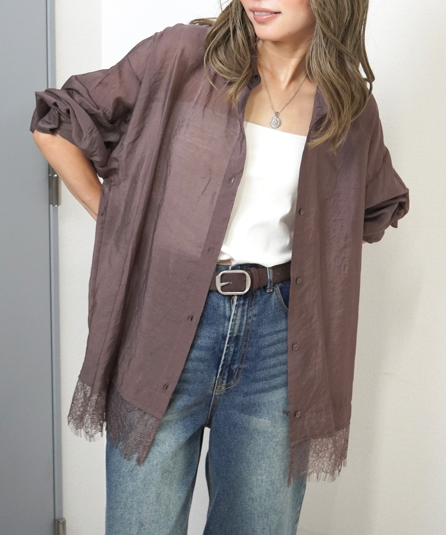 シアーレース付きシャツ 5153486(0626)