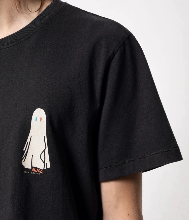 Nudiejeans ヌーディージーンズ  ROY GHOST BLACK 半袖TEEシャツ ブラック