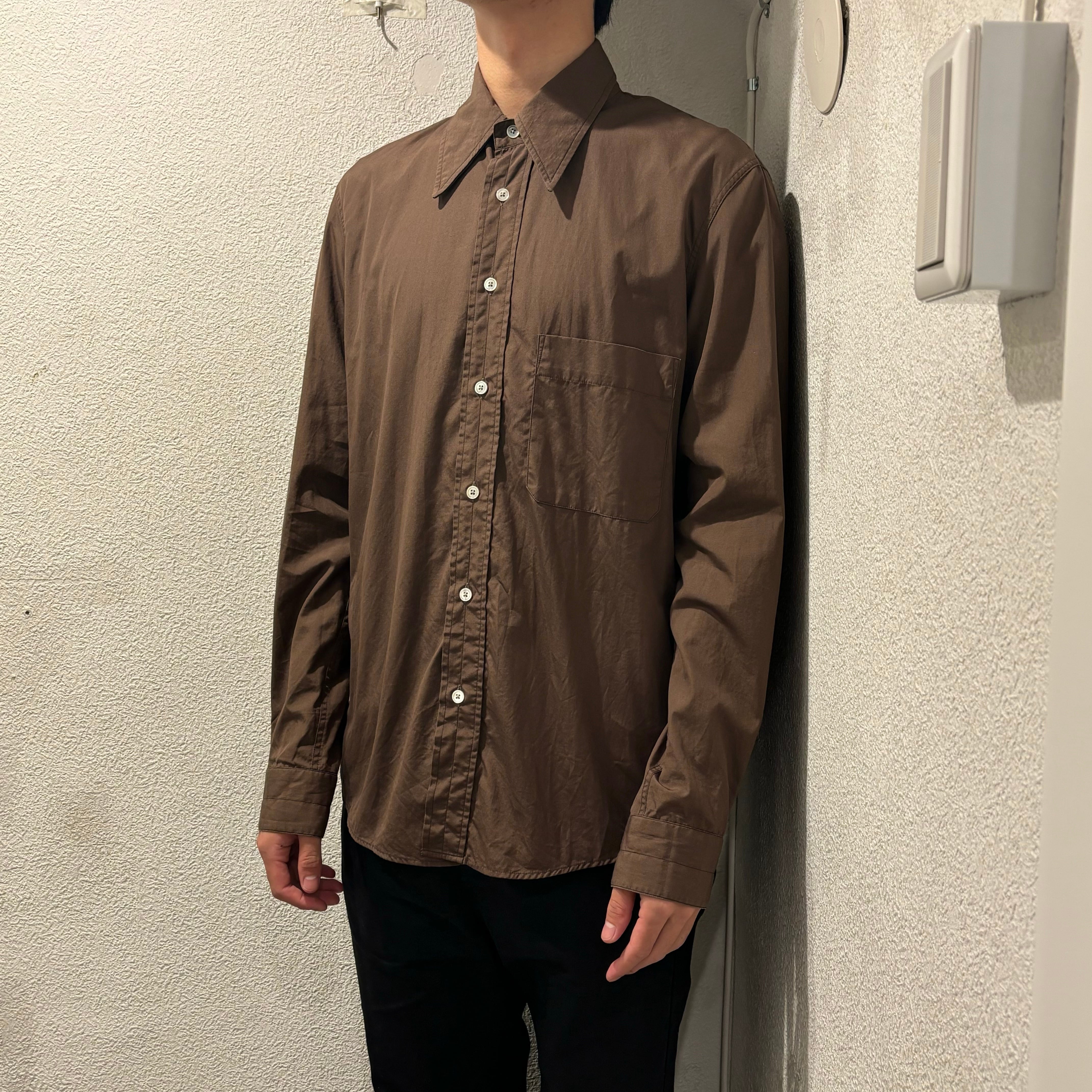 LEMAIRE ルメール 長袖シャツ ブラウン シャツ SIZE44【表参道t  
