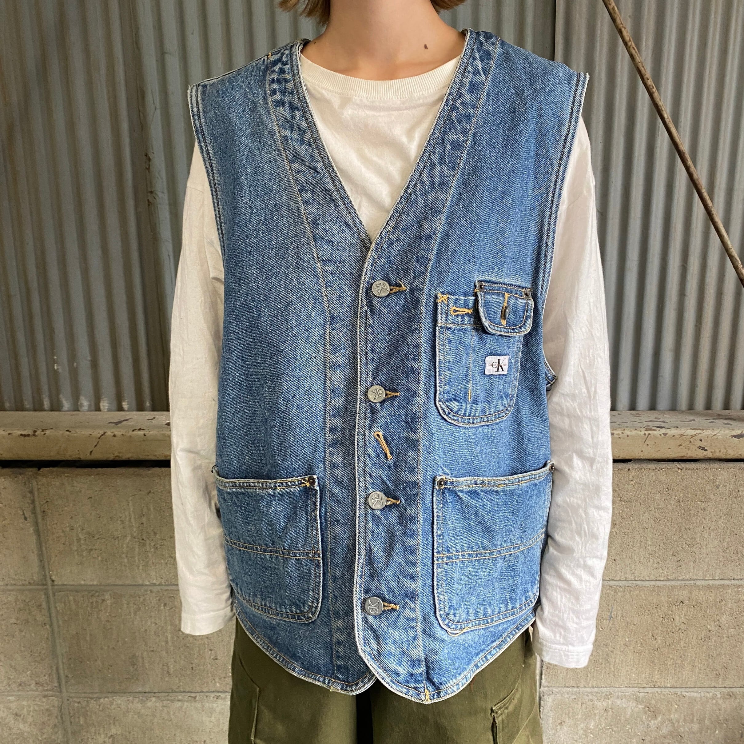 90年代 カルバンクラインジーンズ デニムベスト メンズXL 古着 ヴィンテージ Calvin Klein JEANS ビンテージ  90s【デニムジャケット】 | cave 古着屋【公式】古着通販サイト