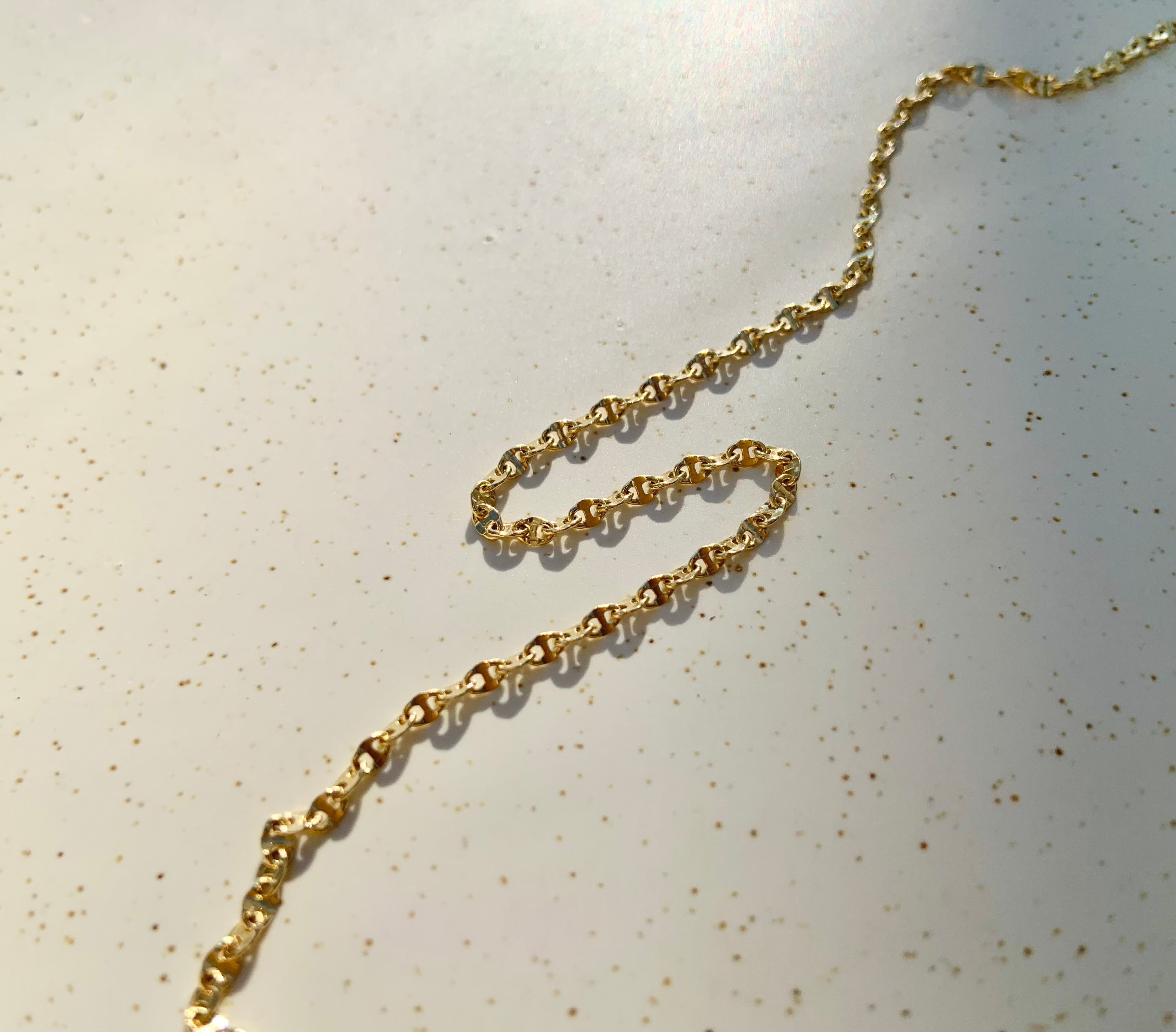 Vintage 10k anchor chain modern necklace
