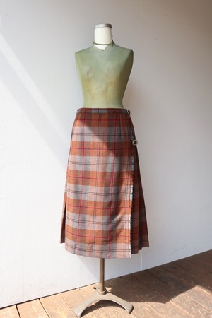 plaid wool pleats skirt