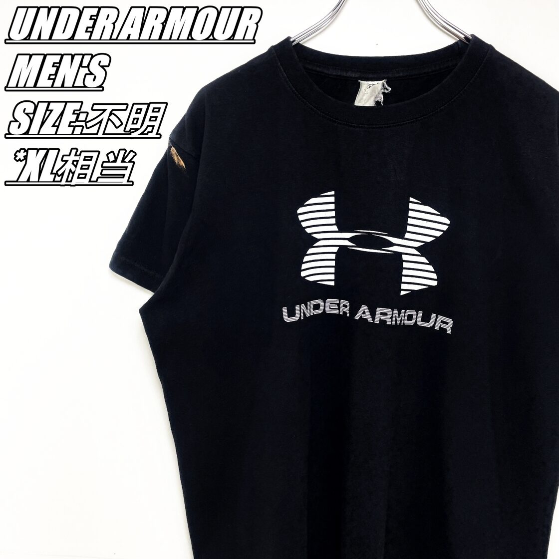 US古着 UNDER ARMOUR アンダーアーマー ロゴプリントTシャツ メンズ サイズ表記不明 XL相当 ブラック
