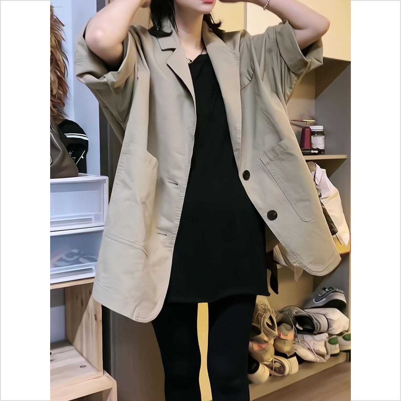 オーバーサイズ シングルボタン テーラードジャケット Ln00336