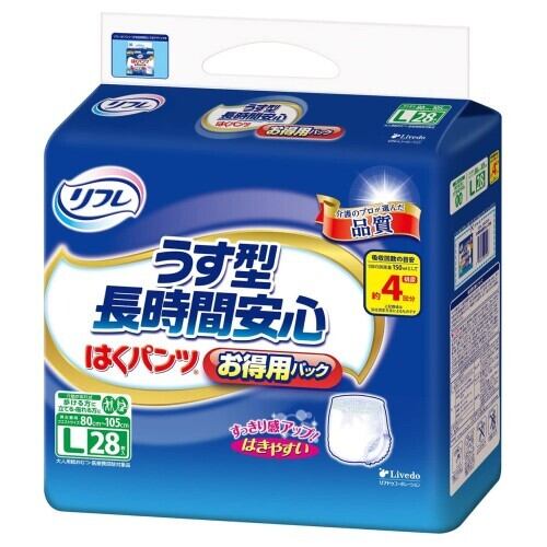 リフレ うす型長時間安心 はくパンツ お得用パック Lサイズ 28枚入