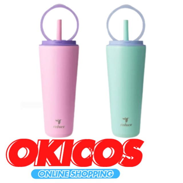 【599】真空断熱タンブラー2PK ステンレス製 ストロー/ハンドル付 画像