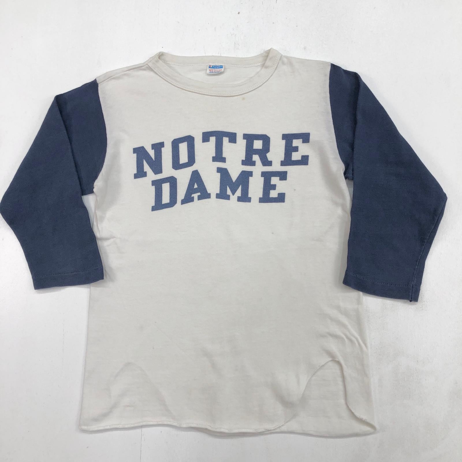 値下げ　チャンピオン　NOTRE DAME 8〜90年代 ネイビー　tシャツ CHAMPION チャンピオン 70〜 80年代 USA製 UNIVERSITY OF NOTREDAME