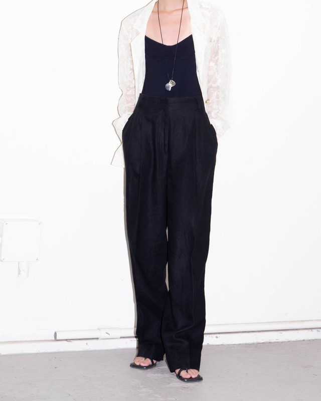 1990s pleated wide-leg linen trousers