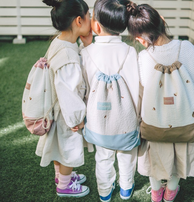 mocha / name刺繍 knapsack moamu.tiny.closet