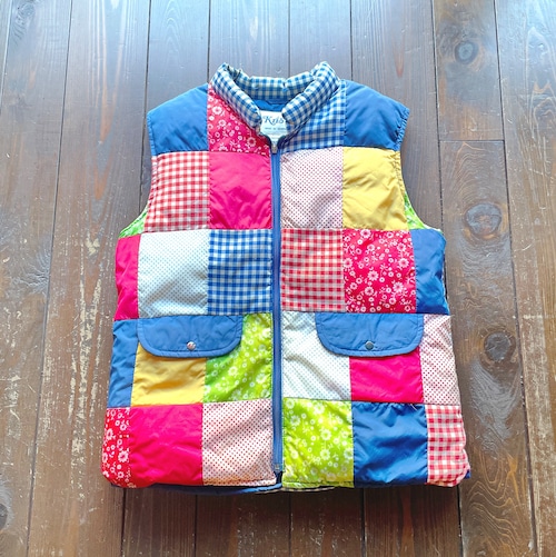 80s  Kristin  Patchwork Down Vest  Size MEDIUM