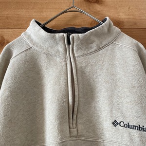 【Columbia】ハーフジップ スウェット ワンポイント 刺繍ロゴ コロンビア XL オーバーサイズ アメリカ古着