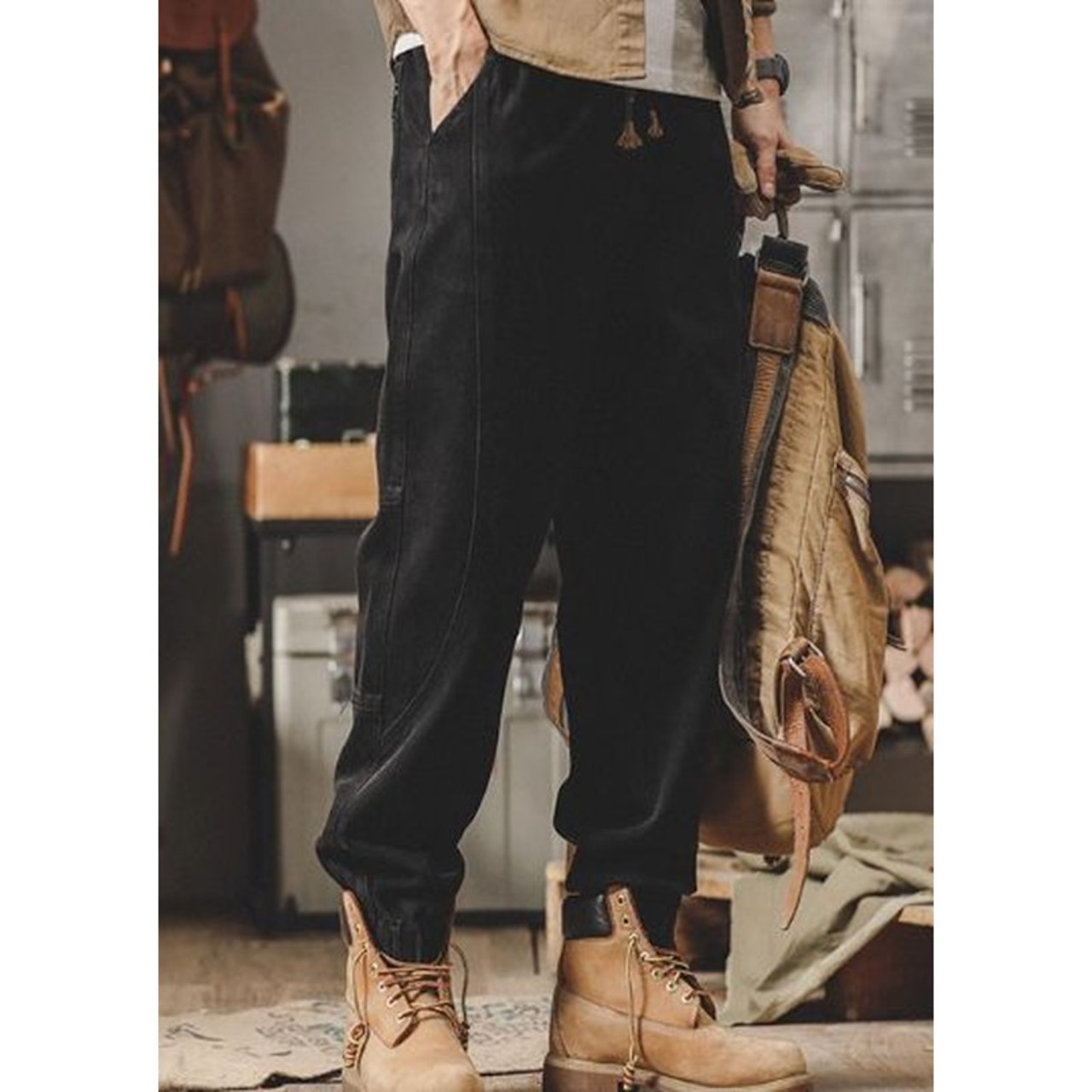 Patchwork Denim Tapered Pants ◇2color H0792