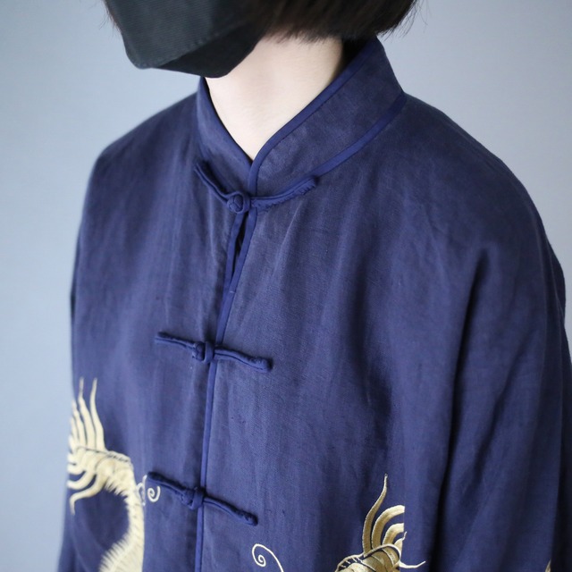 "刺繍×龍" loose silhouette special china shirt