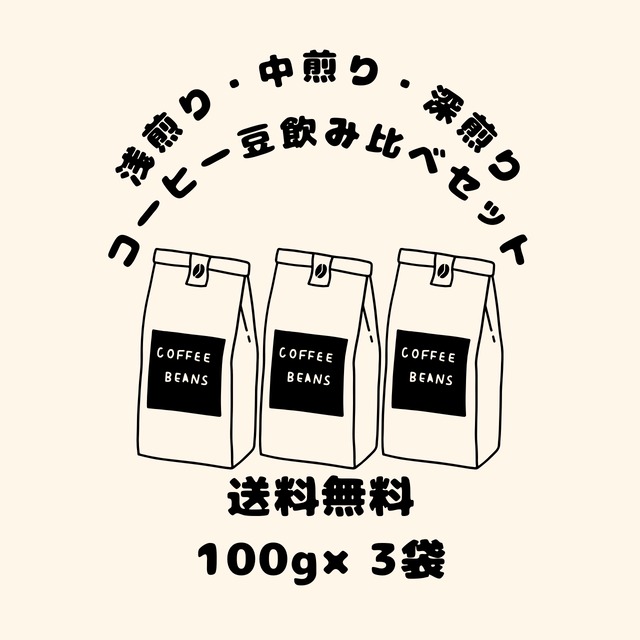 【送料無料】スペシャルティコーヒー豆飲み比べセット（100g×3種類）