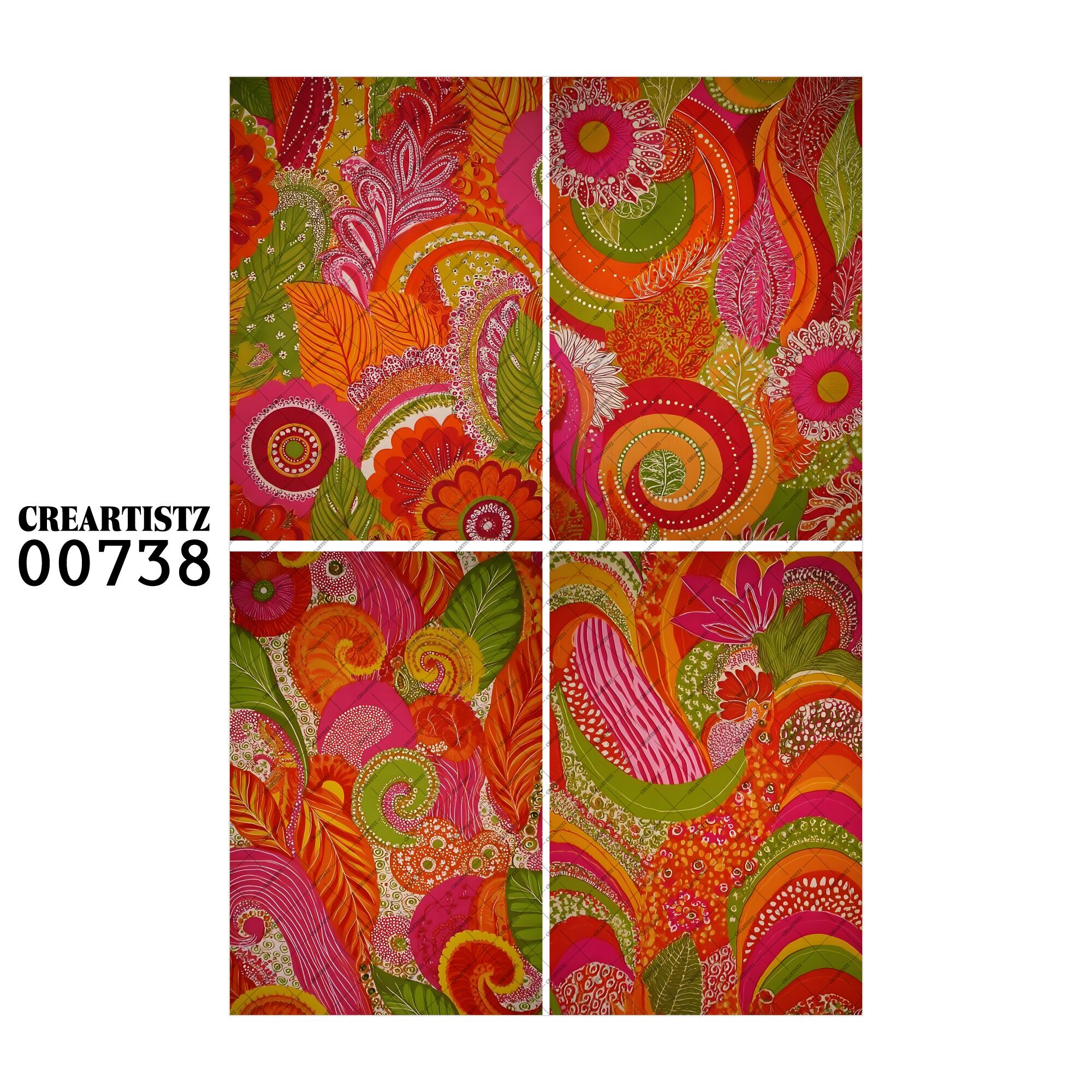 00738 背景 コラージュ素材 オリジナル 12枚セット (4種類×3枚) ペーパー/ステッカー CREARTISTZ