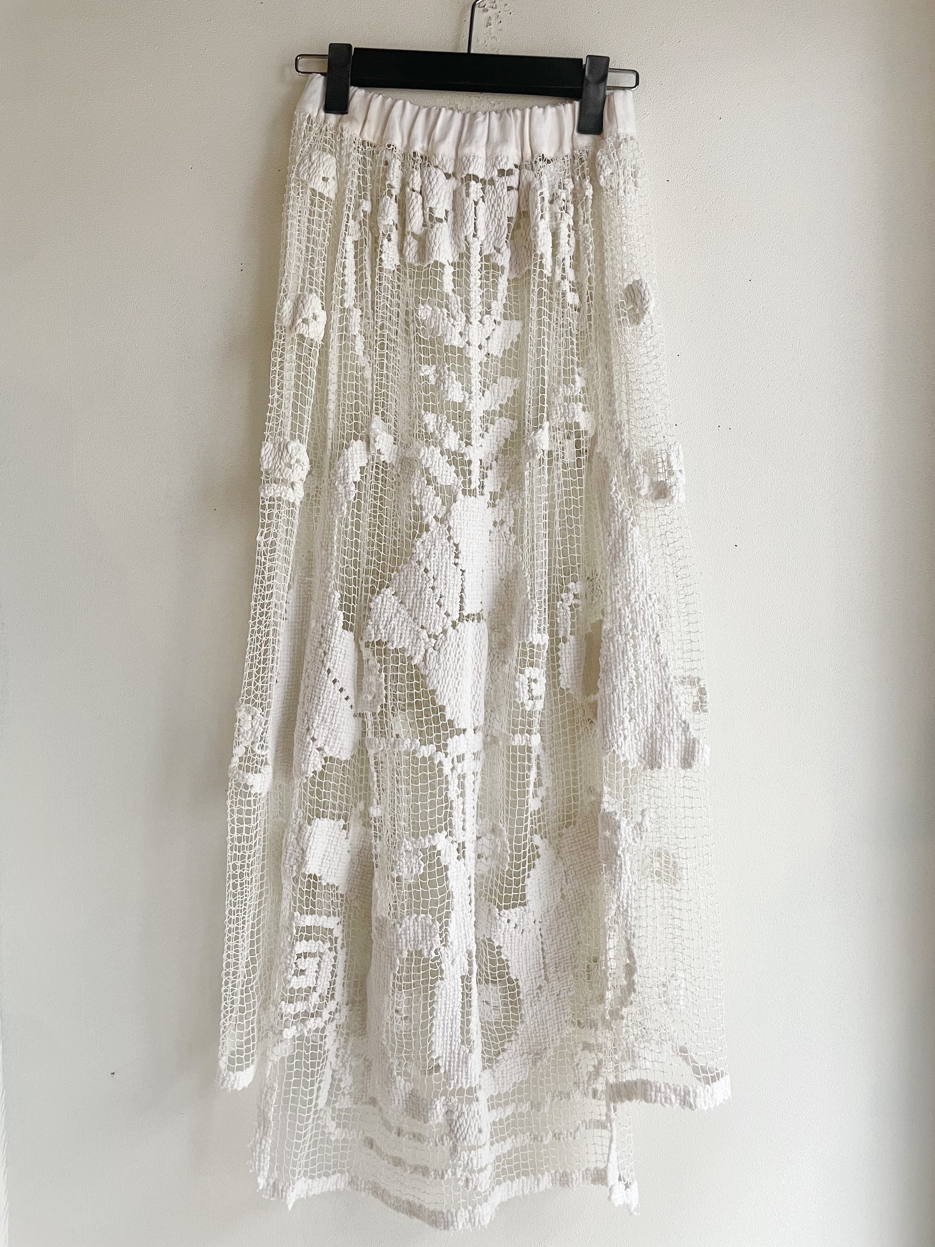 ホワイトかぎ編み刺繍スカート | Boutique888