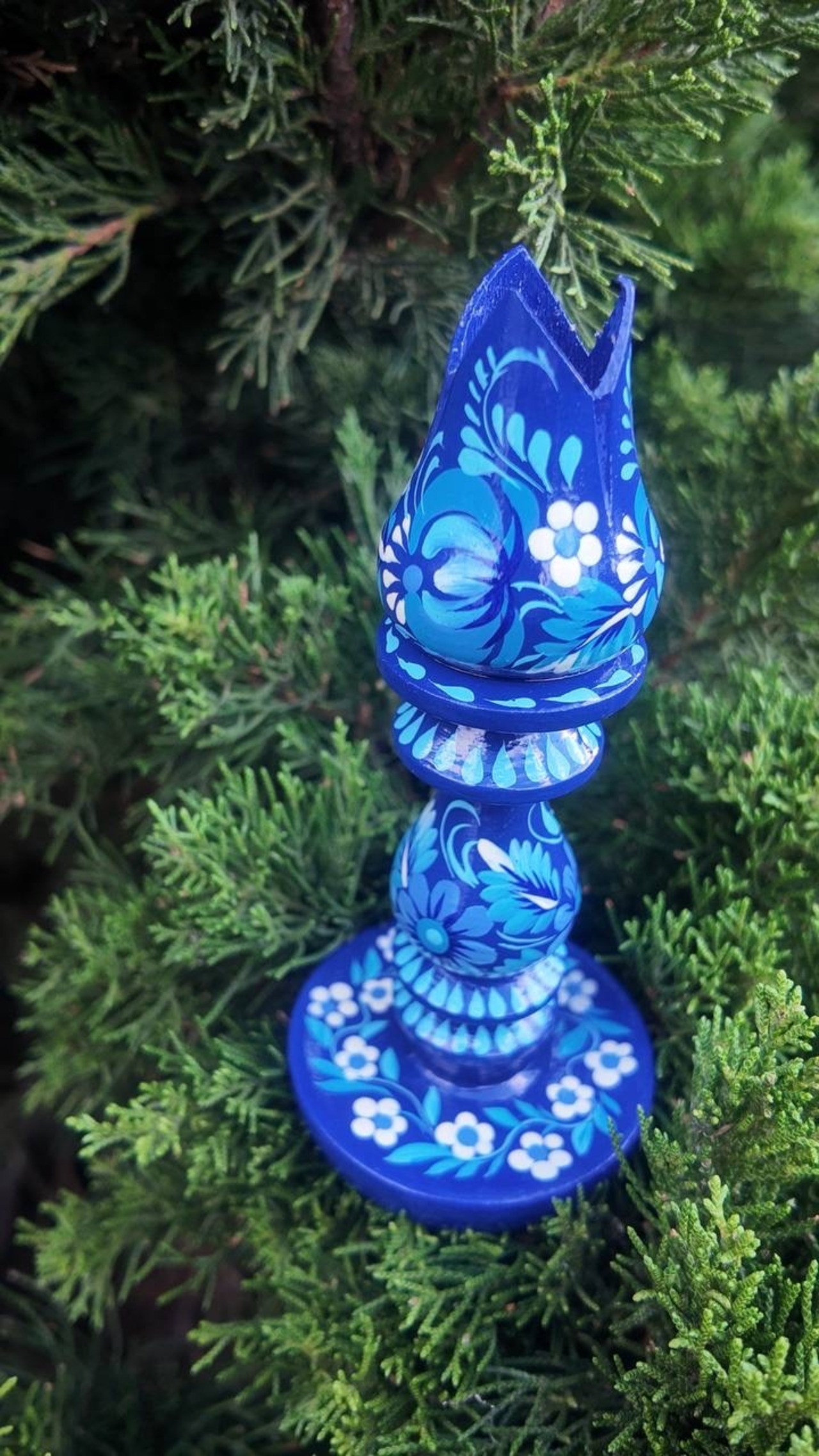 木製キャンドルホルダー　青（ティモシェンコ作） - 7