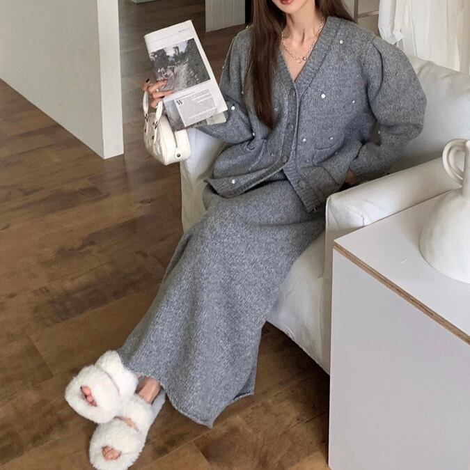 BEATINGHEART グレー 長袖ニットセットアップ ダーリッチ Darich DARICHニットセットアップ （グレー