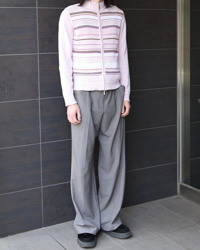 Gray wide straight slacks
