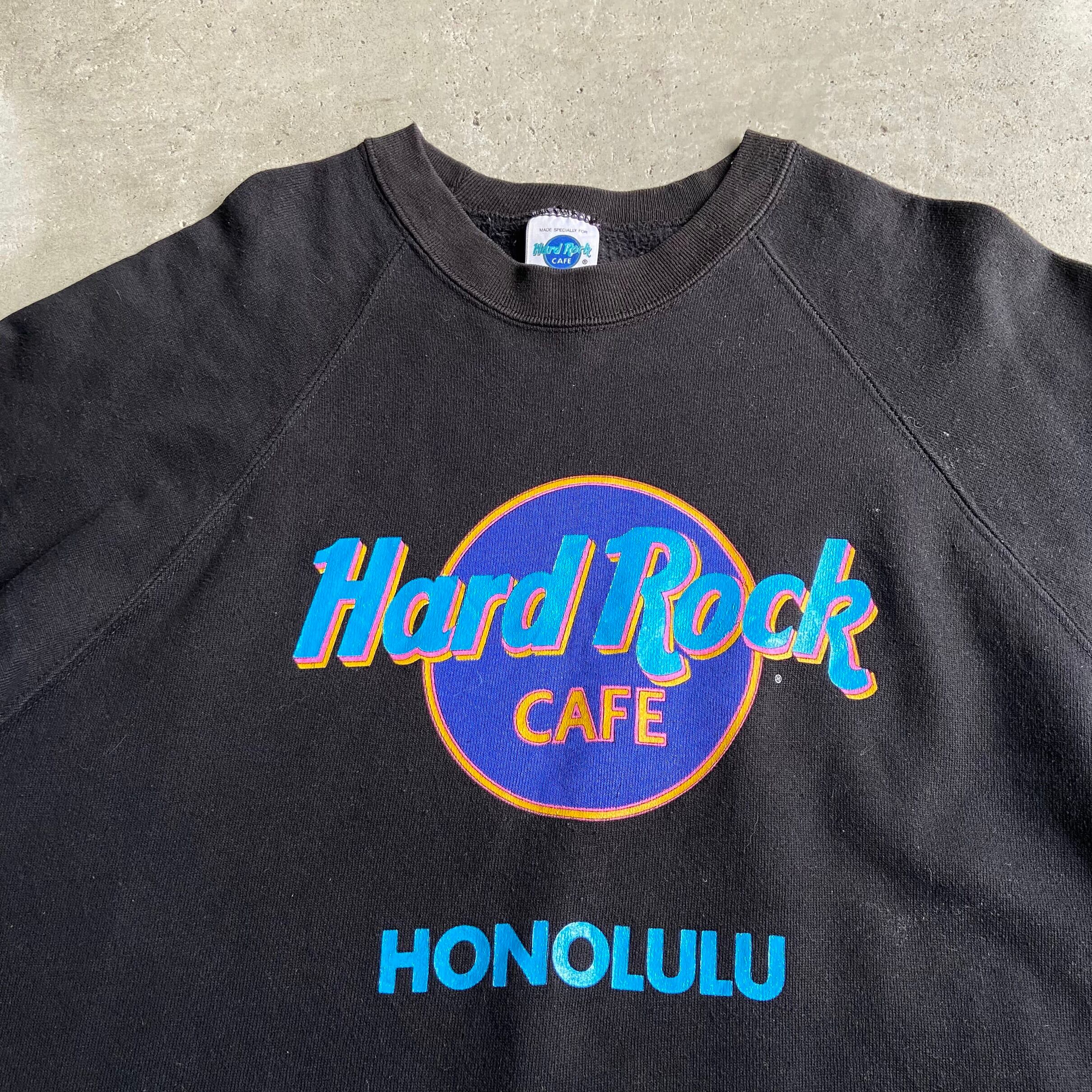 USA製 90年代 Hard Rock CAFE HONOLULU ハードロックカフェ ホノルル ロゴプリント ラグランスリーブ スウェット メンズL  レディース 古着 90s ヴィンテージ ビンテージ ブラック 黒 トレーナー【スウェット】 | cave 古着屋【公式】古着通販サイト