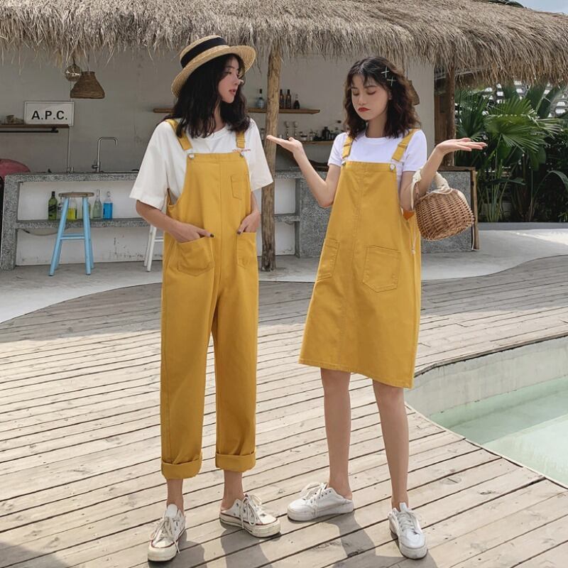 ビブウィメンズ2020秋冬新入生ワイドレッグジーンズルーズストレートレッグパンツワンピースパンツトレンド YY-ファッション23030052891