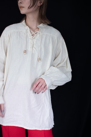 Cotto linen gather blouse